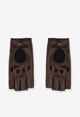 Valentino Fingerless Leather Gloves Brown 7W2GAA00LDUN06_Black_31123347