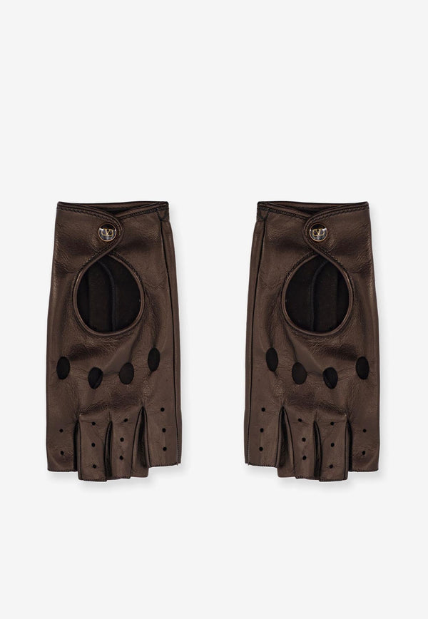 Valentino Fingerless Leather Gloves Brown 7W2GAA00LDUN06_Black_31123347
