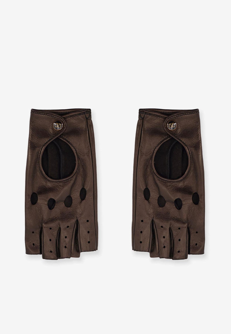 Valentino Fingerless Leather Gloves Brown 7W2GAA00LDUN06_Black_31123347