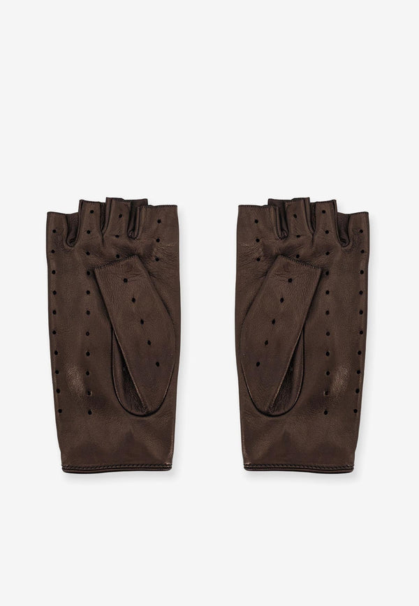 Valentino Fingerless Leather Gloves Brown 7W2GAA00LDUN06_Black_31123347