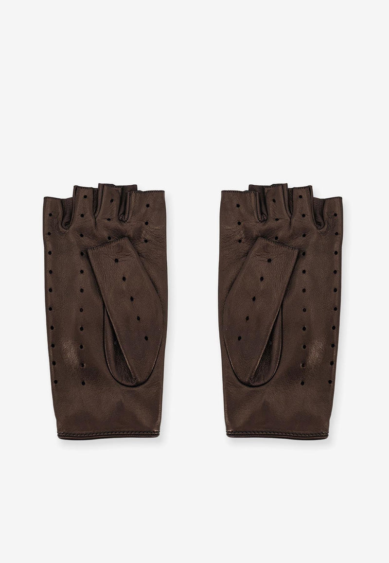 Valentino Fingerless Leather Gloves Brown 7W2GAA00LDUN06_Black_31123347