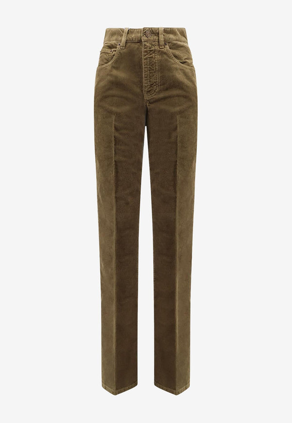 Saint Laurent Clyde Corduroy Straight-Leg Pants Khaki 705103Y29IA3564_HUNTING KAKI_34281007