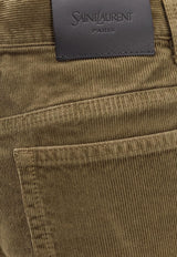 Saint Laurent Clyde Corduroy Straight-Leg Pants Khaki 705103Y29IA3564_HUNTING KAKI_34281007