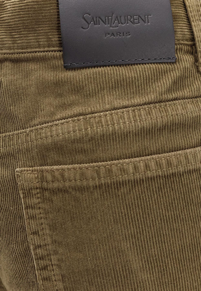 Saint Laurent Clyde Corduroy Straight-Leg Pants Khaki 705103Y29IA3564_HUNTING KAKI_34281007