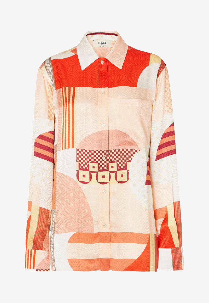 Fendi Patchwork Printed Long-Sleeved Shirt Multicolor FS8274AUQMF1SAW_Bahamas25_34276948