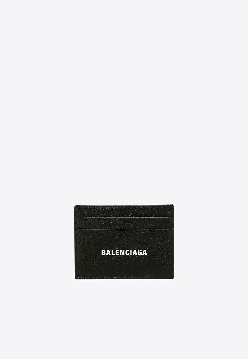 Balenciaga Logo Print Leather Cardholder Black 5943091IZI31090_Black_34275662