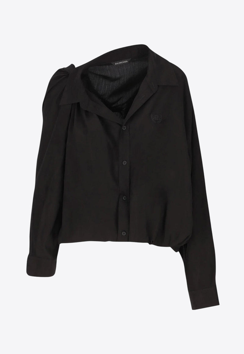 Balenciaga One-Shoulder Poplin Shirt Black 839287TRO371000_Black_34275695