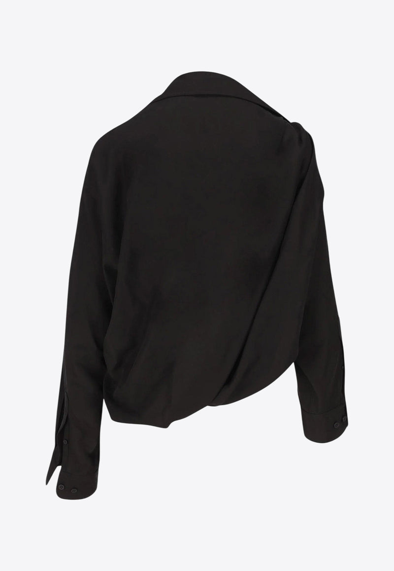 Balenciaga One-Shoulder Poplin Shirt Black 839287TRO371000_Black_34275695