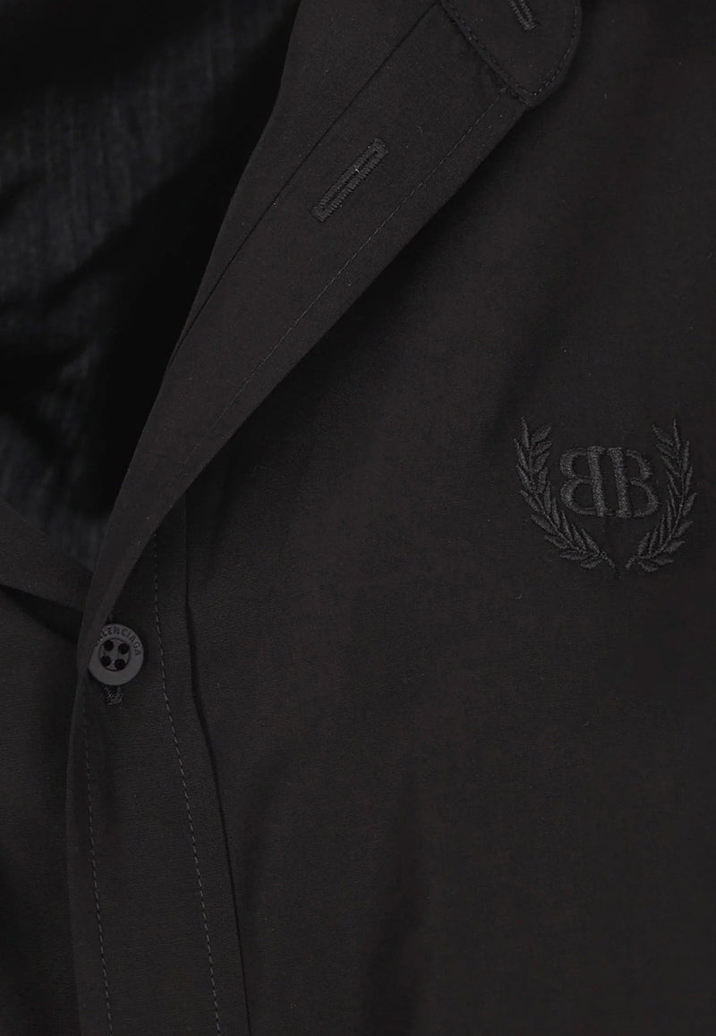 Balenciaga One-Shoulder Poplin Shirt Black 839287TRO371000_Black_34275695