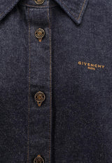 Givenchy Logo Embroidered Cocoon Denim Shirt Denim BW61F1516P401_DARKBLUE_34275659