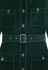 Saint Laurent Saharienne Belted Velvet Jacket Green 835170Y580T3181_EMERAUDE_29849504