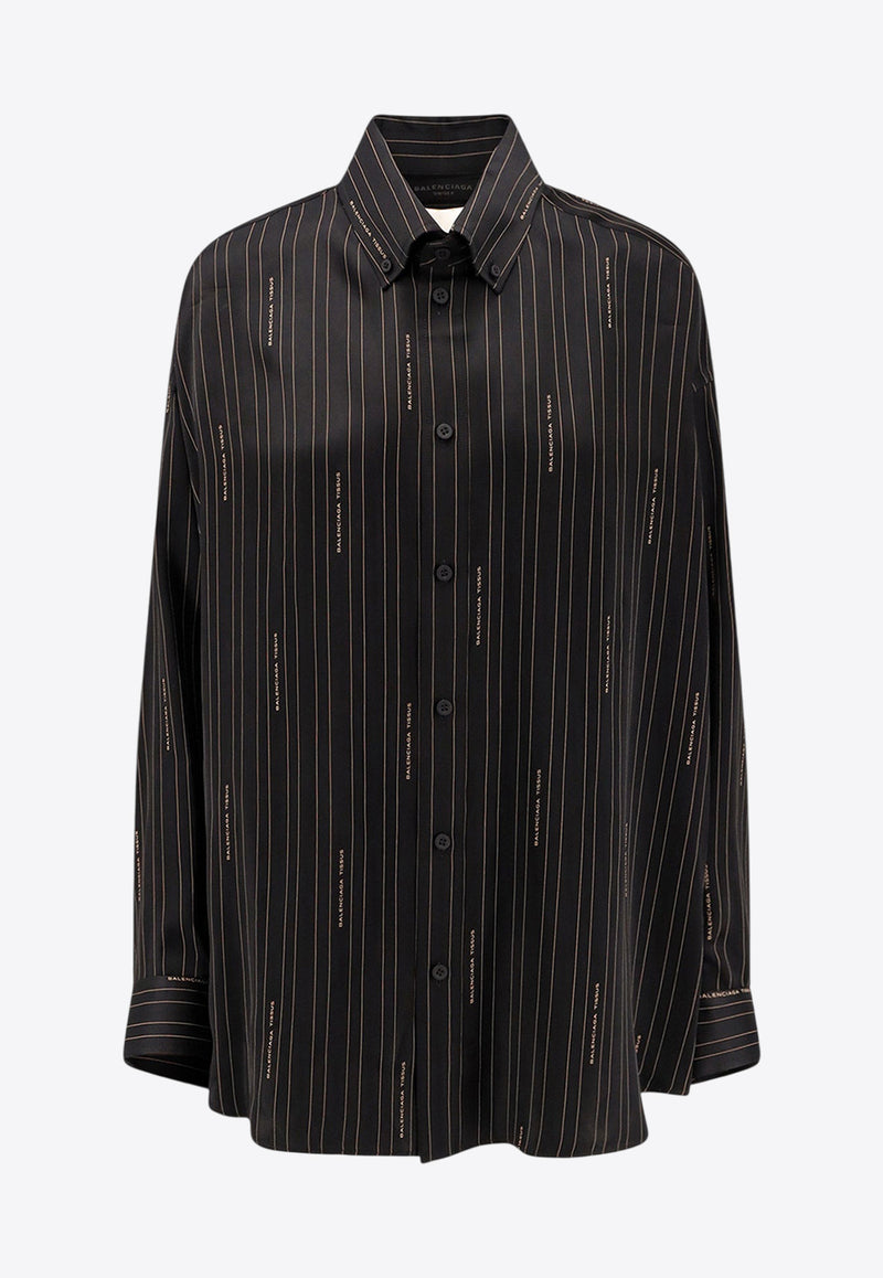 Balenciaga Logo Monogram Buttoned Shirt Black 841012TSLA61264_Nero beige_34275566