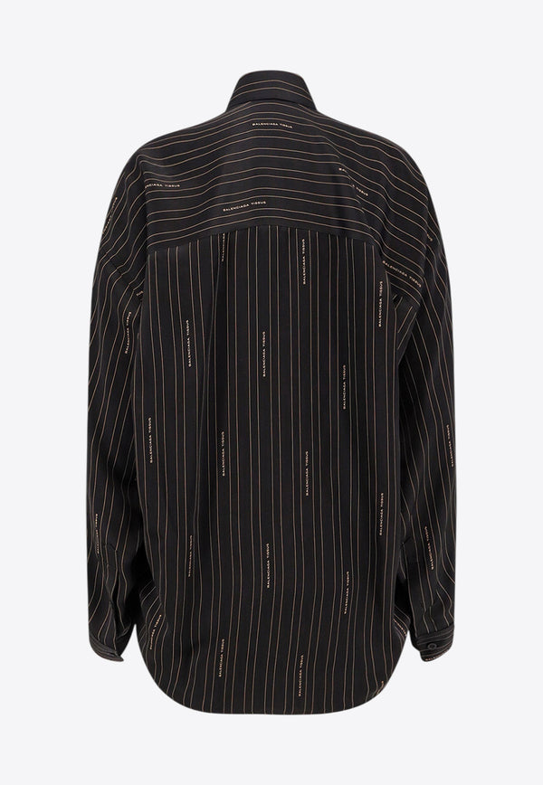 Balenciaga Logo Monogram Buttoned Shirt Black 841012TSLA61264_Nero beige_34275566