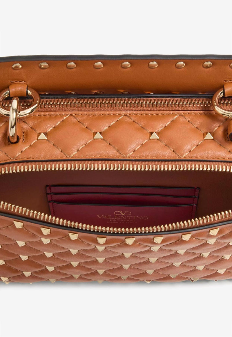 Valentino Rockstud Spike Leather Shoulder Bag Brown 6W2B0Q94NAPWU1_Black_34275705