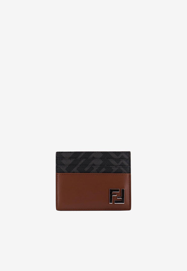 Fendi FF Squared Leather and Canvas Cardholder Brown 7M0164AFF2F1SCD_Durk nut_34276919