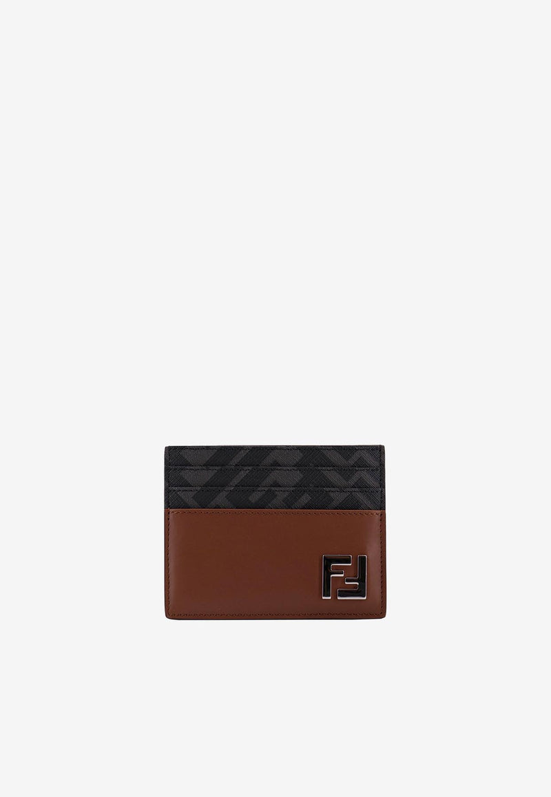 Fendi FF Squared Leather and Canvas Cardholder Brown 7M0164AFF2F1SCD_Durk nut_34276919