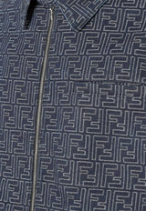 Fendi FF Jacquard Zip-Up Denim Jacket Blue FW1321AUX4F0BUZ_Blue_34276916