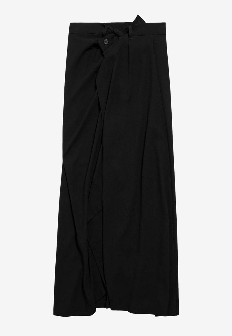 Balenciaga Knotted Crepe Maxi Skirt Black 838761TSO031000_Black_34275568