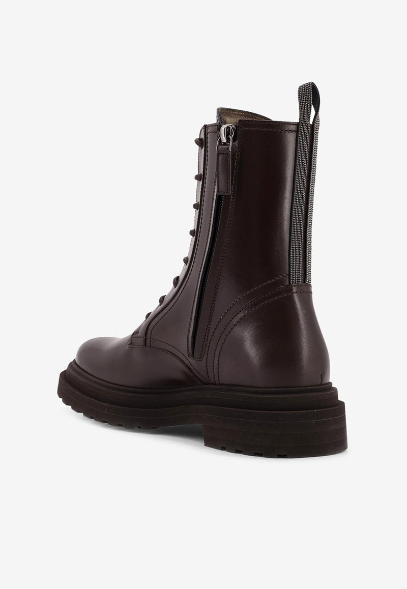 Brunello Cucinelli Lace-Up Leather Boots Brown MZOLG3036PC8279_Dark Brown_34275570