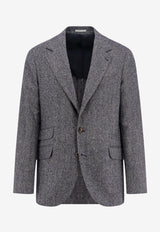 Brunello Cucinelli Single-Breasted Herringbone Wool Blazer Blue MV4177BWDC1020_Blue_34275573