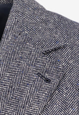 Brunello Cucinelli Single-Breasted Herringbone Wool Blazer Blue MV4177BWDC1020_Blue_34275573