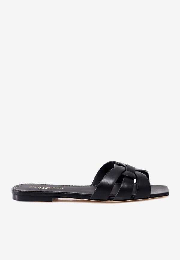 Saint Laurent Tribute Leather Flat Sandals Black 571952BDA001000_Black_29852499