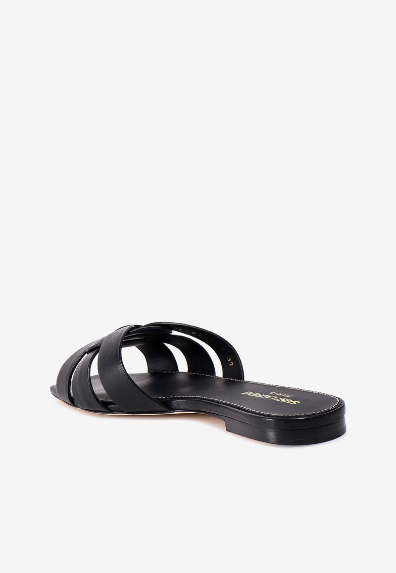 Saint Laurent Tribute Leather Flat Sandals Black 571952BDA001000_Black_29852499