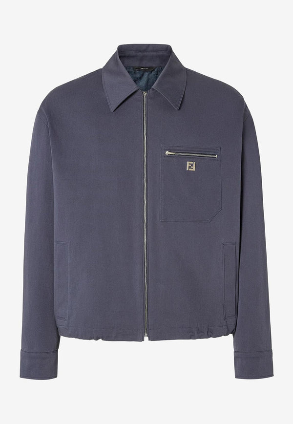 Fendi FF Logo Zip-Up Jacket Blue FW1393AUVIF0PTH_Blue_34276918