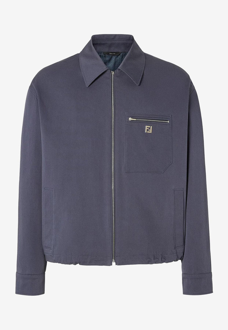 Fendi FF Logo Zip-Up Jacket Blue FW1393AUVIF0PTH_Blue_34276918