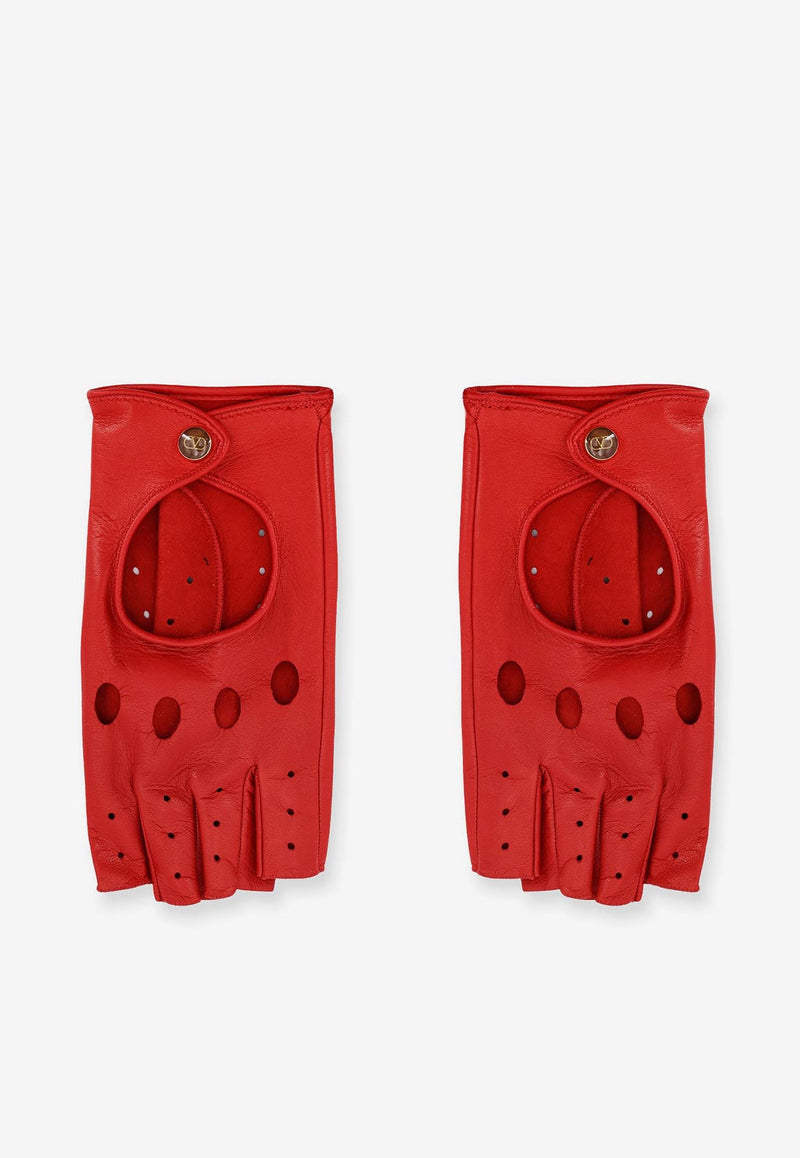 Valentino Fingerless Leather Gloves Red 7W2GAA00LDUAKW_ROUGE PUR/MARRONE/ORO_31123345