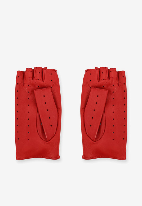 Valentino Fingerless Leather Gloves Red 7W2GAA00LDUAKW_ROUGE PUR/MARRONE/ORO_31123345