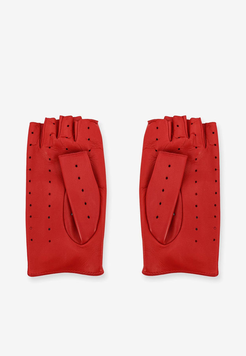 Valentino Fingerless Leather Gloves Red 7W2GAA00LDUAKW_ROUGE PUR/MARRONE/ORO_31123345