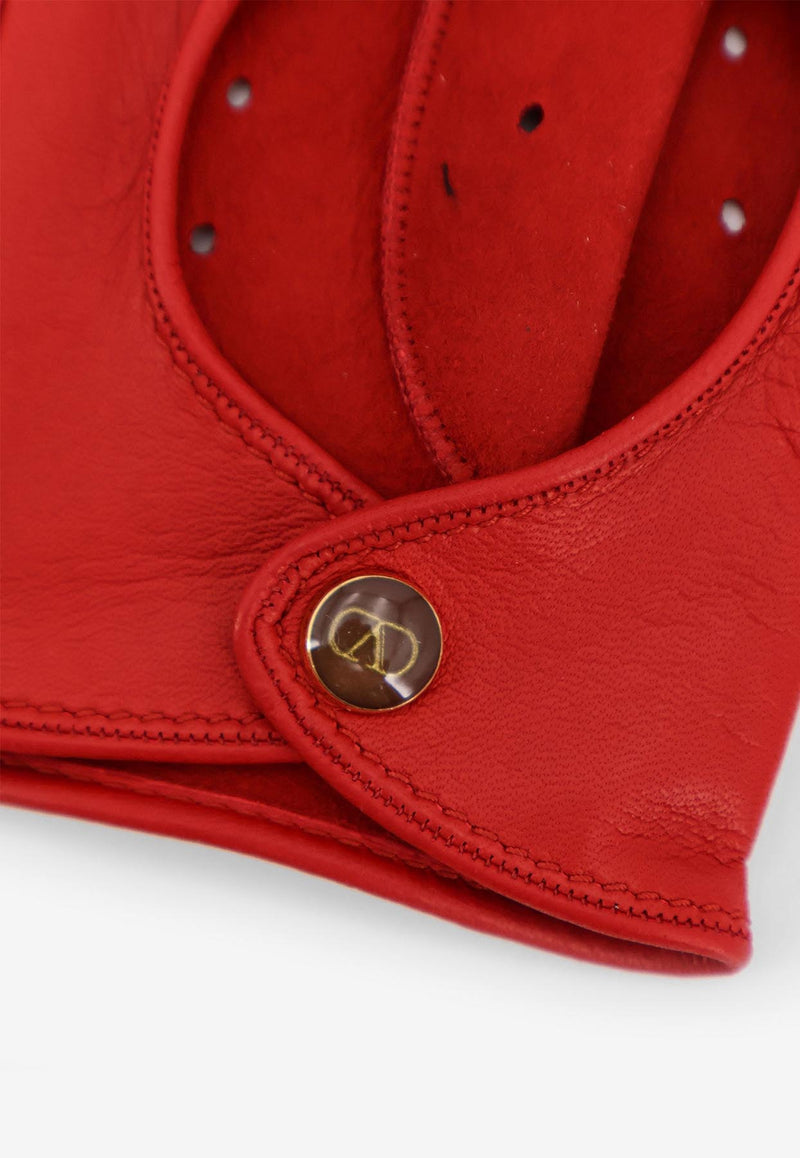 Valentino Fingerless Leather Gloves Red 7W2GAA00LDUAKW_ROUGE PUR/MARRONE/ORO_31123345