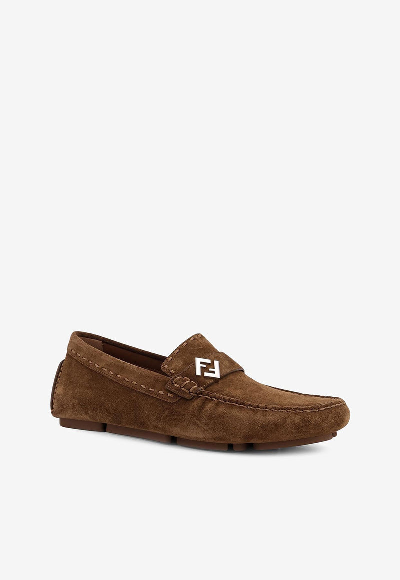 Fendi FF Logo Suede Loafers Brown 7D1682QK9F1SJ0_Brown_34276932