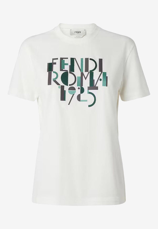 Fendi Fendi Roma 1925 Print T-shirt White FS7254AVF9F08QQ_OFFWHITE_34276938