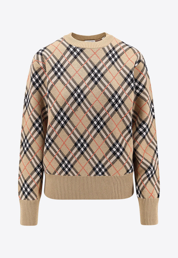 Burberry Signature Check Wool Sweater Beige 8110514C1309_SAND_34275683