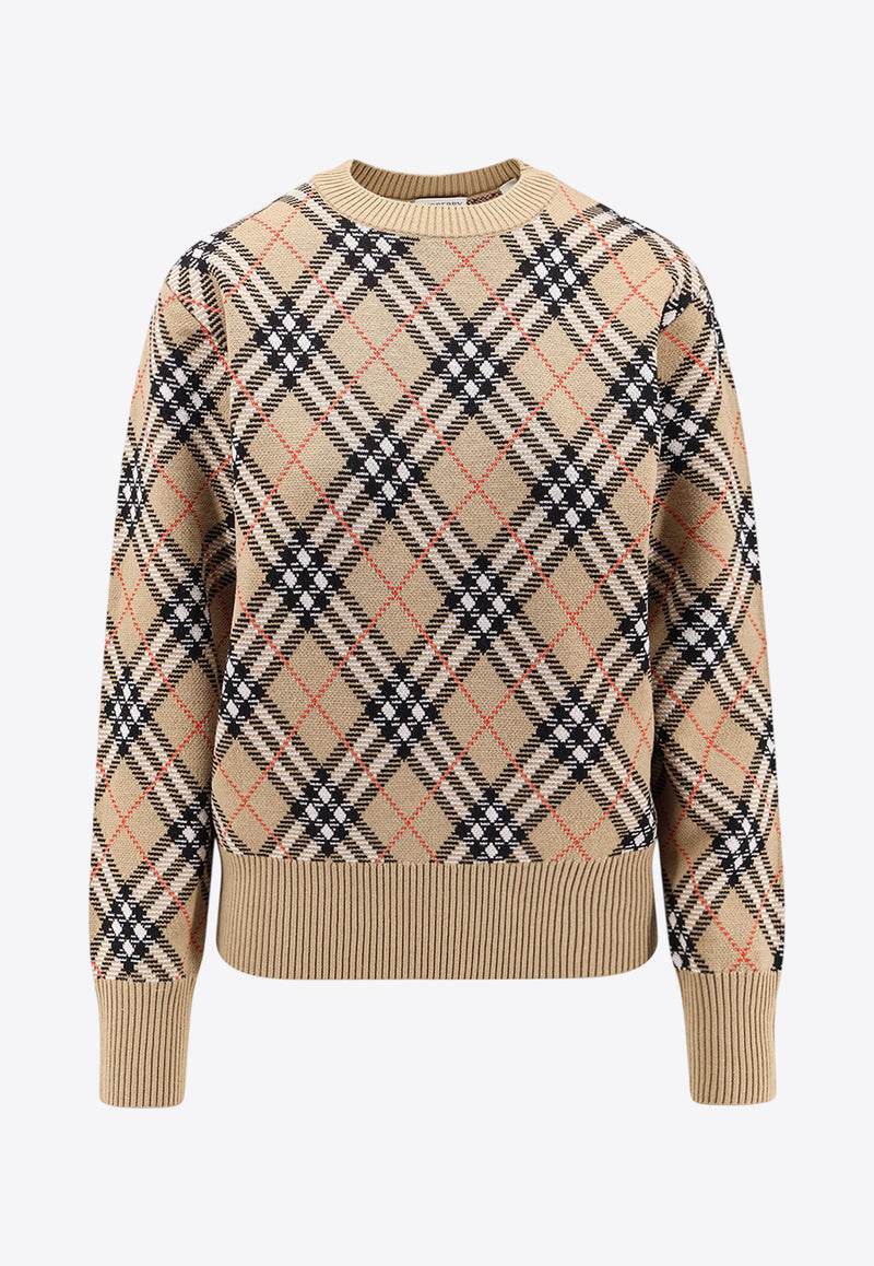 Burberry Signature Check Wool Sweater Beige 8110514C1309_SAND_34275683