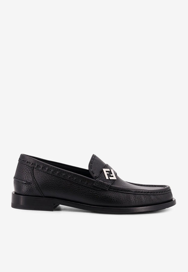 Fendi FF Logo Calf Leather Loafers Black 7D1804TDKF0QA1_Black_34276925