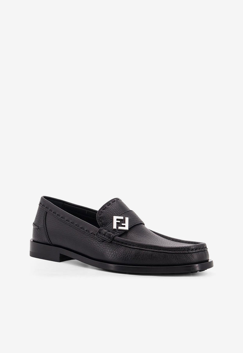 Fendi FF Logo Calf Leather Loafers Black 7D1804TDKF0QA1_Black_34276925
