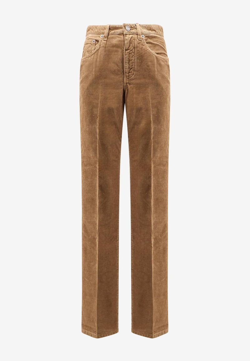 Saint Laurent Clyde Corduroy Straight-Leg Pants Brown 705103Y29IA2423_FALL BEIGE_29850609