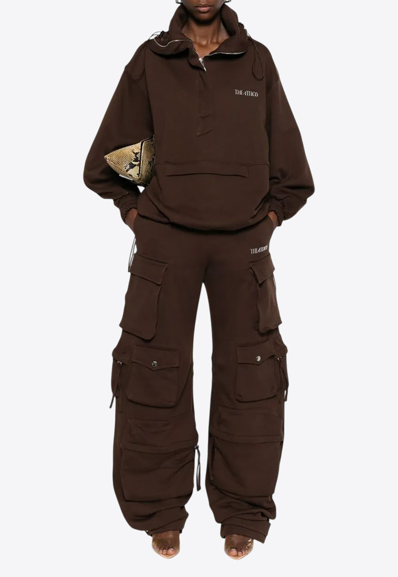 The Attico Rubberized Logo Half-Zip Sweatshirt Brown 251WCB00091JJF007AA_204