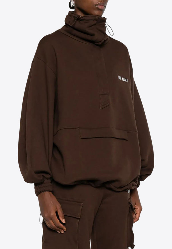 The Attico Rubberized Logo Half-Zip Sweatshirt Brown 251WCB00091JJF007AA_204