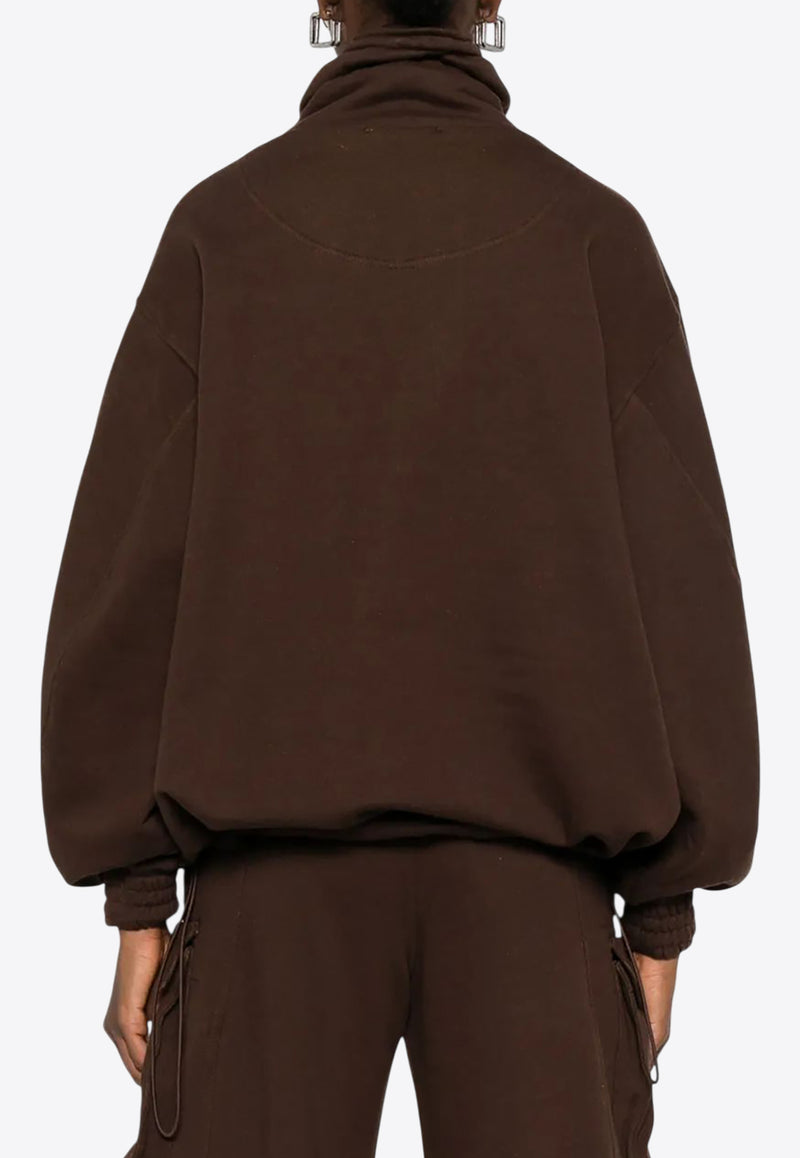 The Attico Rubberized Logo Half-Zip Sweatshirt Brown 251WCB00091JJF007AA_204