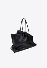 The Attico Medium La Passeggiata Leather Shoulder Bag Black 250WAH00054LBT019AA_100