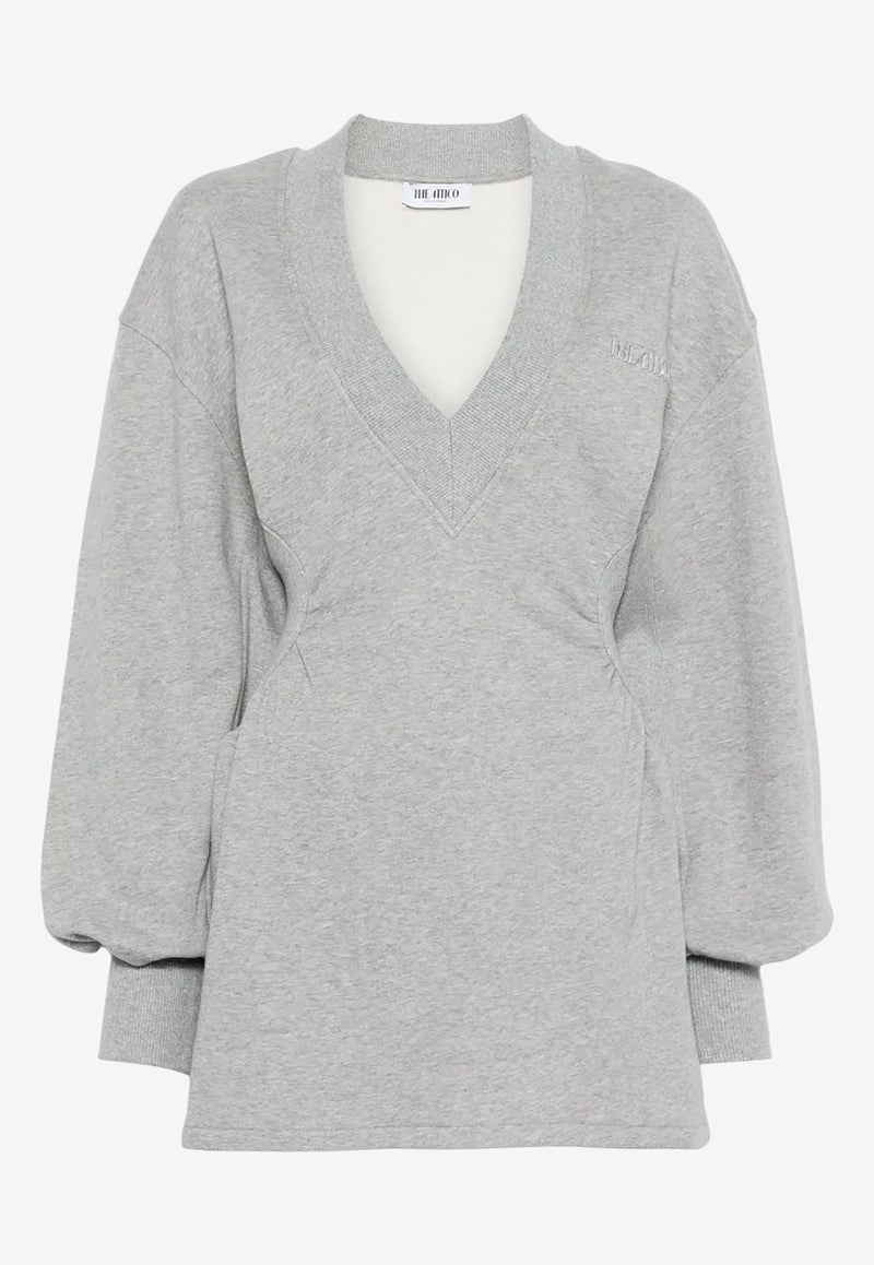 The Attico Rubberized Logo V-neck Mini Dress Gray 251WCA00436JJF003AA_183