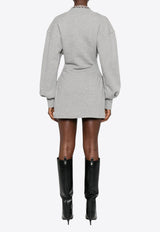 The Attico Rubberized Logo V-neck Mini Dress Gray 251WCA00436JJF003AA_183