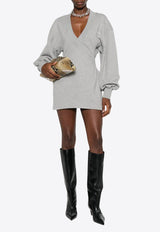 The Attico Rubberized Logo V-neck Mini Dress Gray 251WCA00436JJF003AA_183