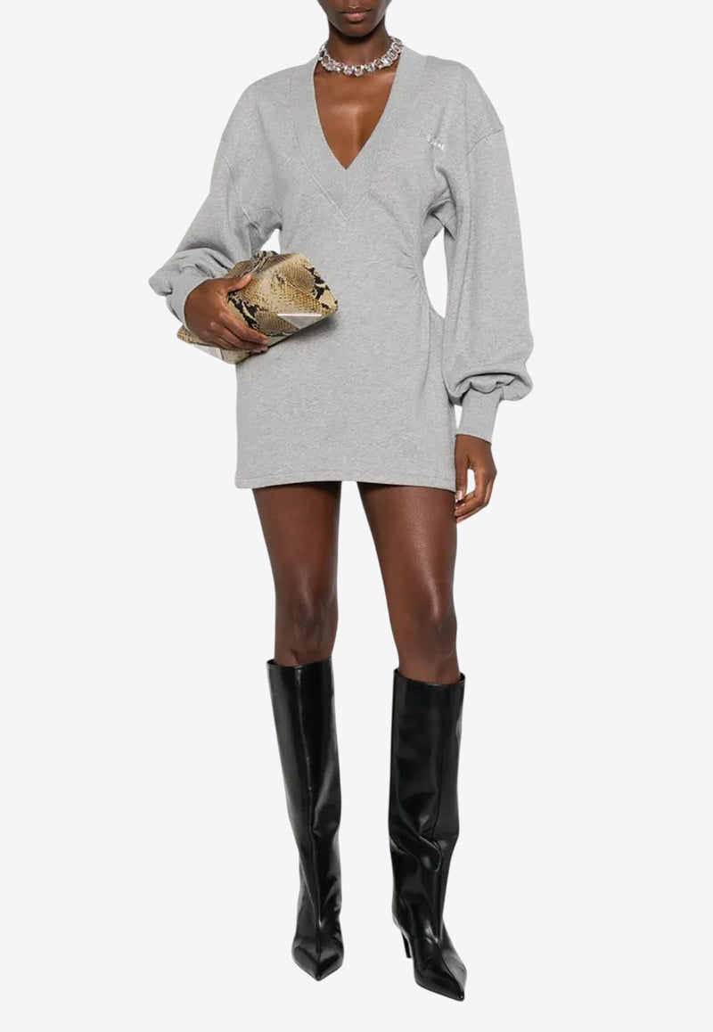 The Attico Rubberized Logo V-neck Mini Dress Gray 251WCA00436JJF003AA_183