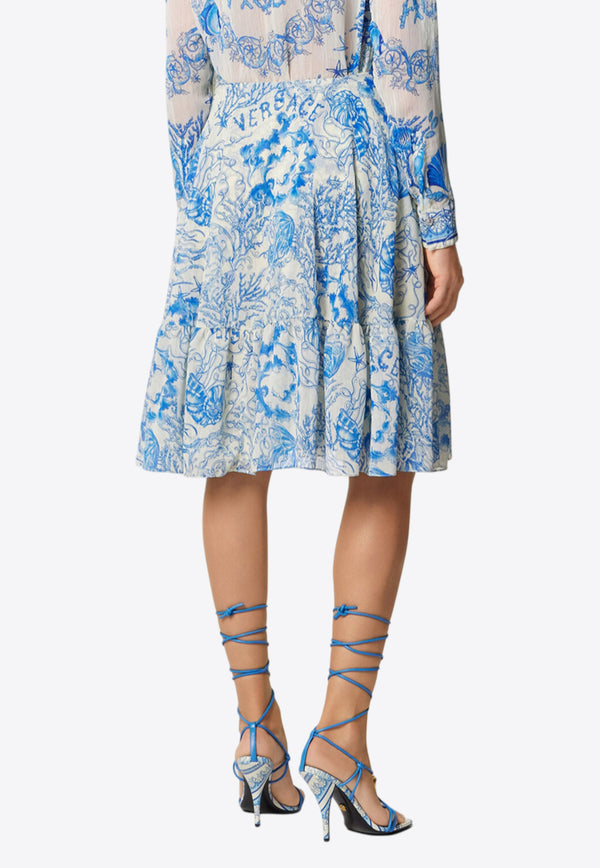 Versace Underwater Barocco Flowy Midi Skirt 1020642 1A15243 5K650