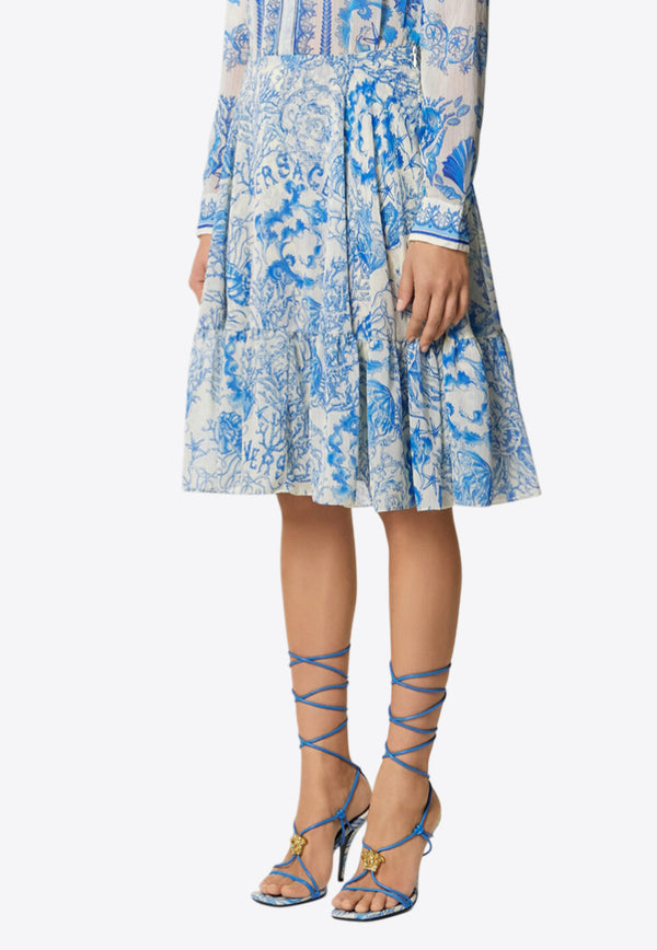 Versace Underwater Barocco Flowy Midi Skirt 1020642 1A15243 5K650